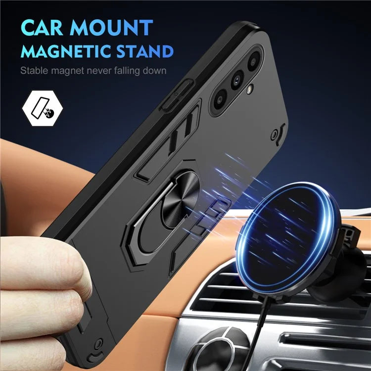 For Samsung Galaxy A14 5G / A14 4G Case Scratch-proof PC+TPU Phone Cover with Rotating Ring Kickstand