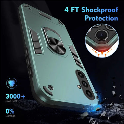 For Samsung Galaxy A14 5G / A14 4G Case Scratch-proof PC+TPU Phone Cover with Rotating Ring Kickstand