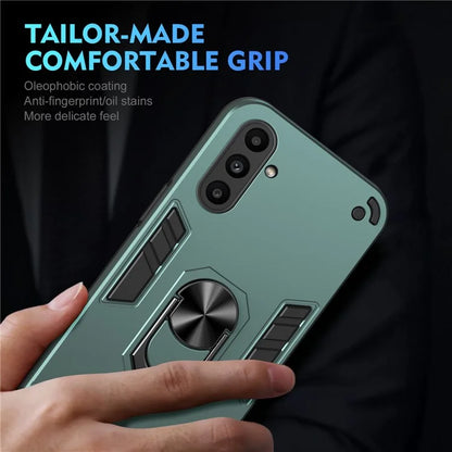 For Samsung Galaxy A14 5G / A14 4G Case Scratch-proof PC+TPU Phone Cover with Rotating Ring Kickstand