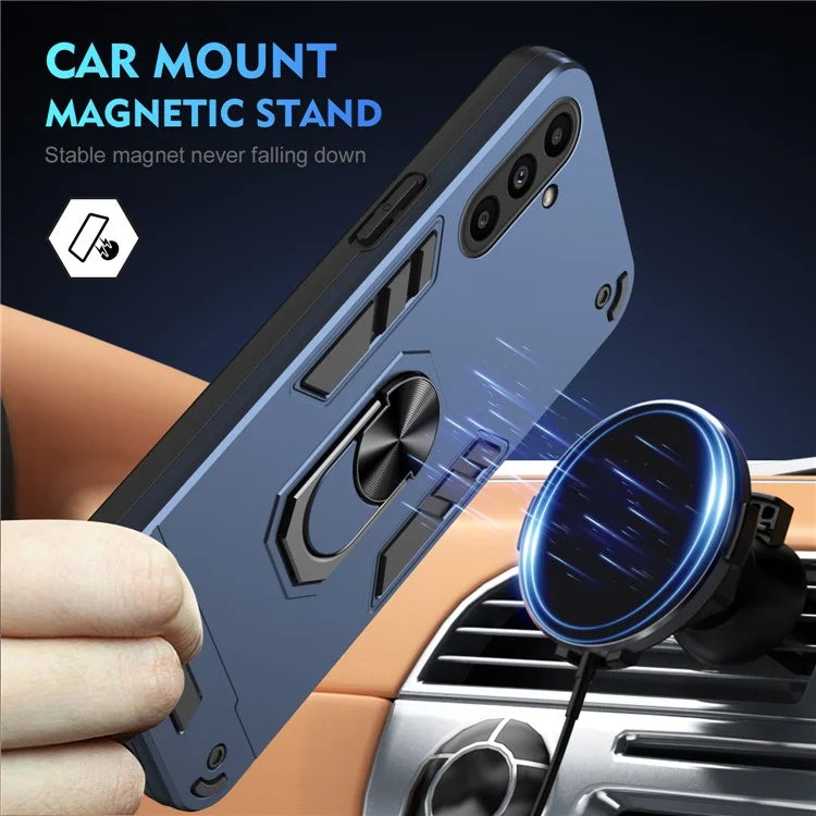 For Samsung Galaxy A14 5G / A14 4G Case Scratch-proof PC+TPU Phone Cover with Rotating Ring Kickstand