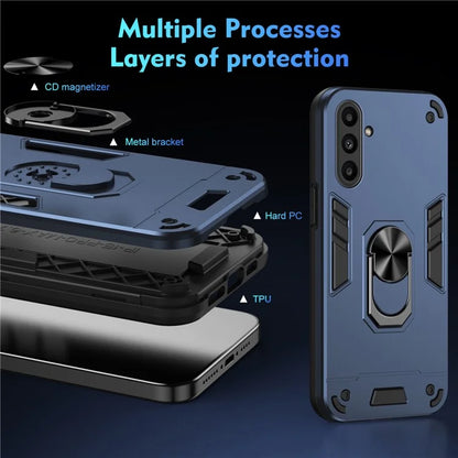 For Samsung Galaxy A14 5G / A14 4G Case Scratch-proof PC+TPU Phone Cover with Rotating Ring Kickstand