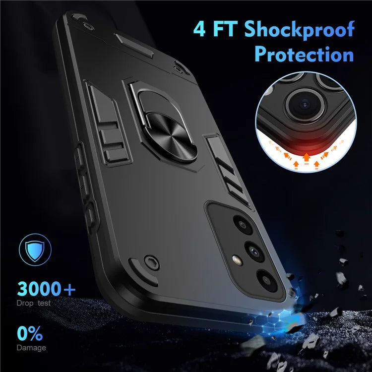 For Samsung Galaxy A15 5G Kickstand Case Slim-Fit PC+TPU Mobile Phone Cover Fits Magnetic Car Mount