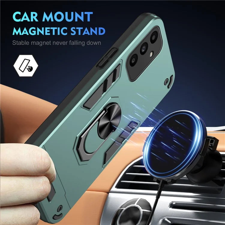 For Samsung Galaxy A15 5G Kickstand Case Slim-Fit PC+TPU Mobile Phone Cover Fits Magnetic Car Mount
