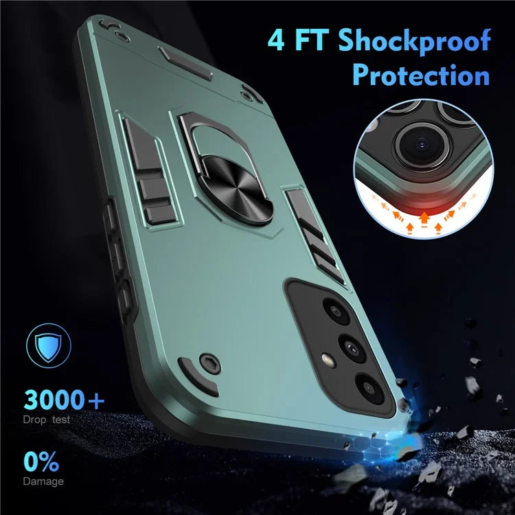 For Samsung Galaxy A15 5G Kickstand Case Slim-Fit PC+TPU Mobile Phone Cover Fits Magnetic Car Mount