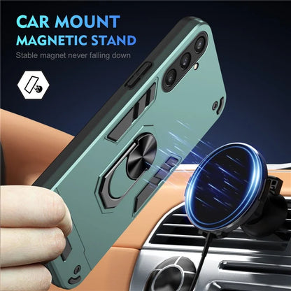 Phone Case for Samsung Galaxy S23 FE Cover Shockproof PC+TPU Rotating Ring Kickstand Shell