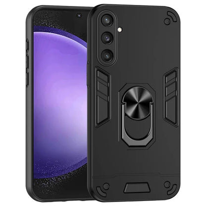 Phone Case for Samsung Galaxy S23 FE Cover Shockproof PC+TPU Rotating Ring Kickstand Shell