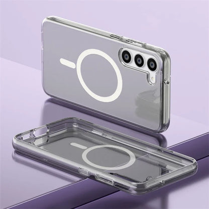Magnetic Phone Case for Samsung Galaxy S24 Shell Hard PC Soft TPU Cover Black