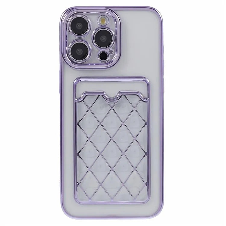 JJ Series For iPhone 13 Pro Max 6.7 inch Cell Phone Case Electroplating Soft TPU Card Holder Cover