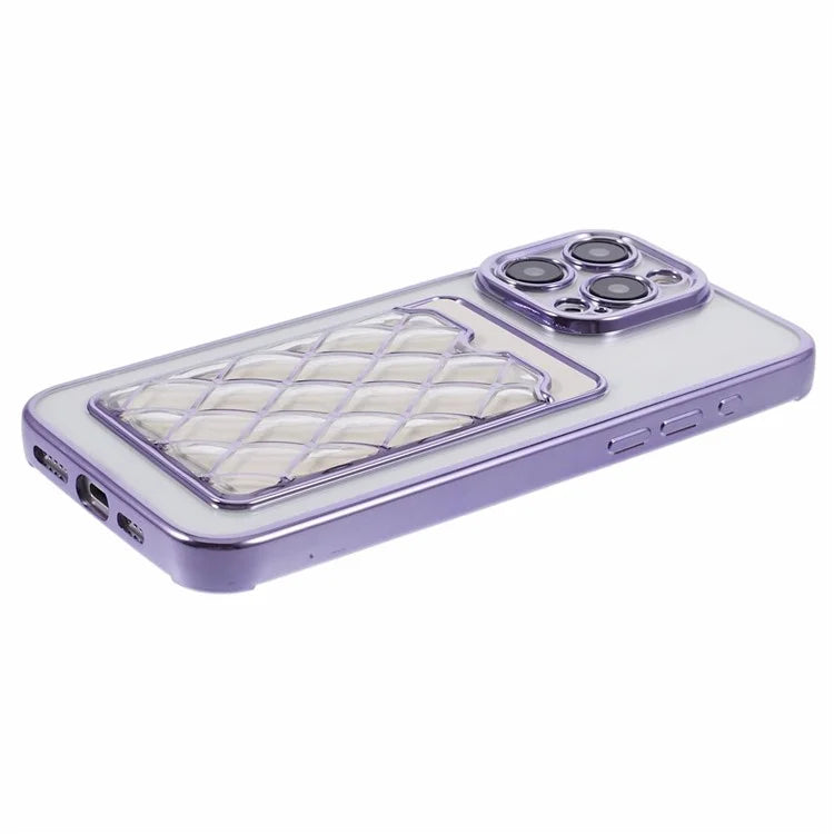 JJ Series For iPhone 13 Pro Max 6.7 inch Cell Phone Case Electroplating Soft TPU Card Holder Cover