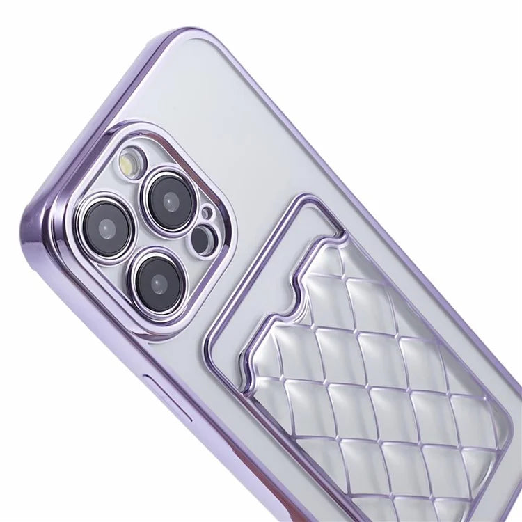 JJ Series For iPhone 13 Pro Max 6.7 inch Cell Phone Case Electroplating Soft TPU Card Holder Cover