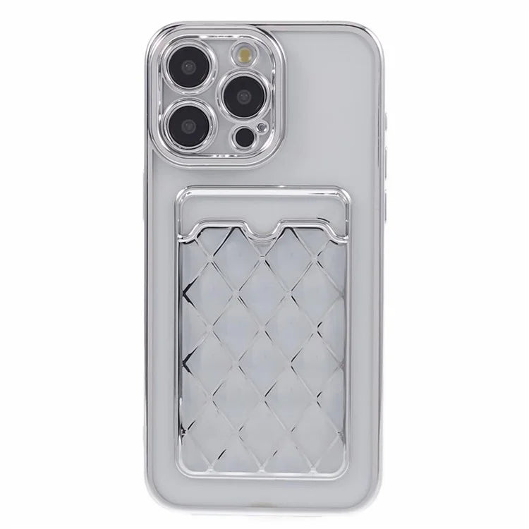JJ Series For iPhone 13 Pro Max 6.7 inch Cell Phone Case Electroplating Soft TPU Card Holder Cover