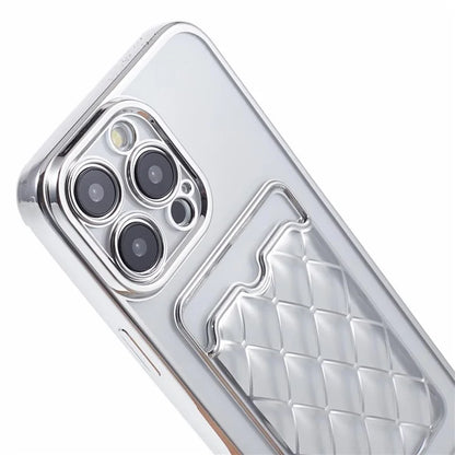 JJ Series For iPhone 13 Pro Max 6.7 inch Cell Phone Case Electroplating Soft TPU Card Holder Cover