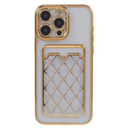 JJ Series For iPhone 13 Pro Max 6.7 inch Cell Phone Case Electroplating Soft TPU Card Holder Cover