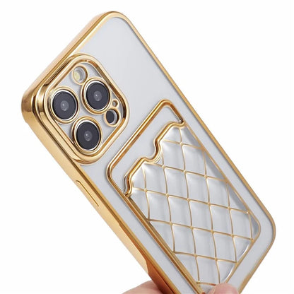 JJ Series For iPhone 13 Pro Max 6.7 inch Cell Phone Case Electroplating Soft TPU Card Holder Cover