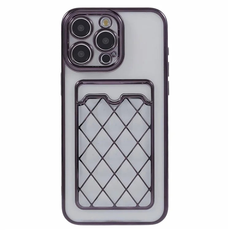 JJ Series For iPhone 13 Pro Max 6.7 inch Cell Phone Case Electroplating Soft TPU Card Holder Cover