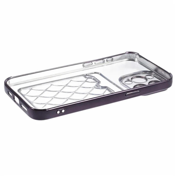 JJ Series For iPhone 13 Pro Max 6.7 inch Cell Phone Case Electroplating Soft TPU Card Holder Cover