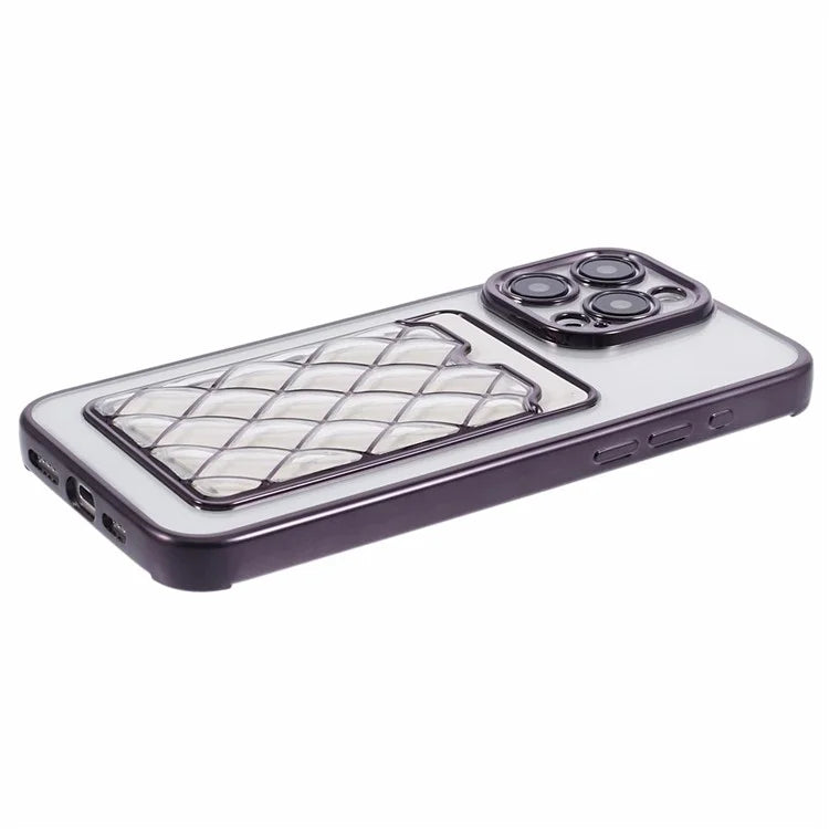 JJ Series For iPhone 13 Pro Max 6.7 inch Cell Phone Case Electroplating Soft TPU Card Holder Cover
