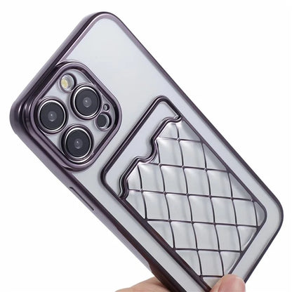 JJ Series For iPhone 13 Pro Max 6.7 inch Cell Phone Case Electroplating Soft TPU Card Holder Cover