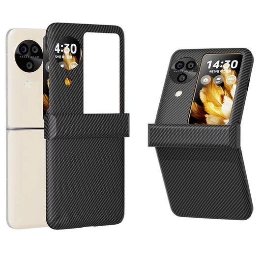 For Oppo Find N3 Flip 5G Cell Phone Case Hard PC Carbon Fiber Texture Anti-scratch Cover