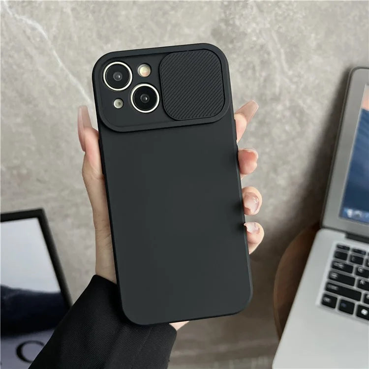 TMT Series for iPhone 15 Phone Cover Soft Lining TPU Case with Slide Lens Window