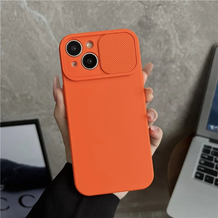 TMT Series for iPhone 15 Phone Cover Soft Lining TPU Case with Slide Lens Window