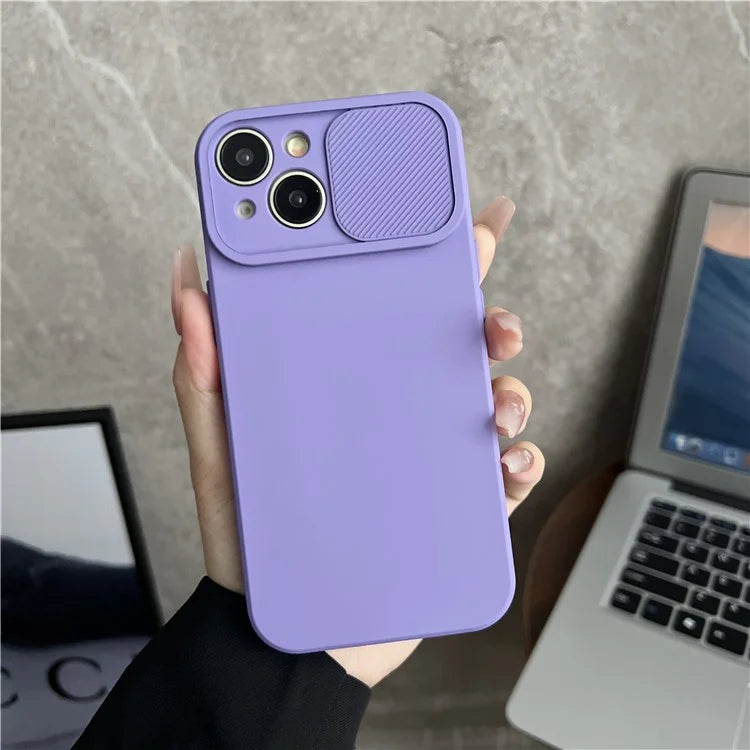 TMT Series for iPhone 15 Phone Cover Soft Lining TPU Case with Slide Lens Window
