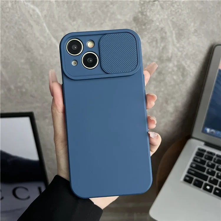 TMT Series for iPhone 15 Phone Cover Soft Lining TPU Case with Slide Lens Window