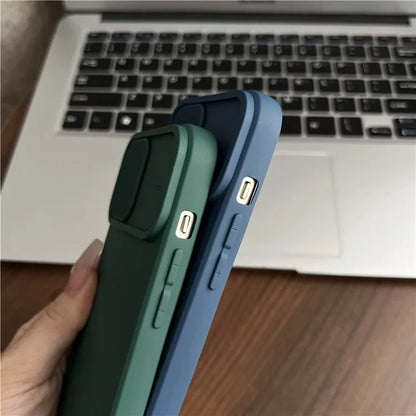 TMT Series for iPhone 15 Phone Cover Soft Lining TPU Case with Slide Lens Window