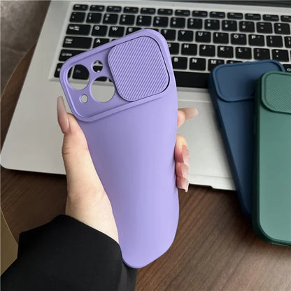 TMT Series for iPhone 15 Phone Cover Soft Lining TPU Case with Slide Lens Window