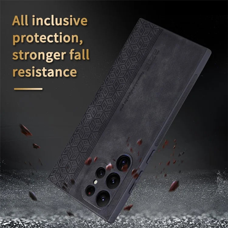 AZNS For Samsung Galaxy S24 Ultra Cell Phone Case Imprint PU Leather+TPU Drop-proof Cover