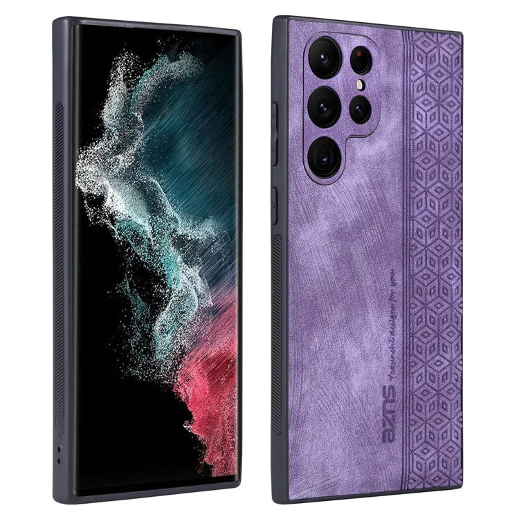 AZNS For Samsung Galaxy S24 Ultra Cell Phone Case Imprint PU Leather+TPU Drop-proof Cover