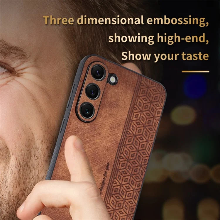 AZNS For Samsung Galaxy S24 Case Imprinted PU Leather+TPU Shock Absorbing Smartphone Shell