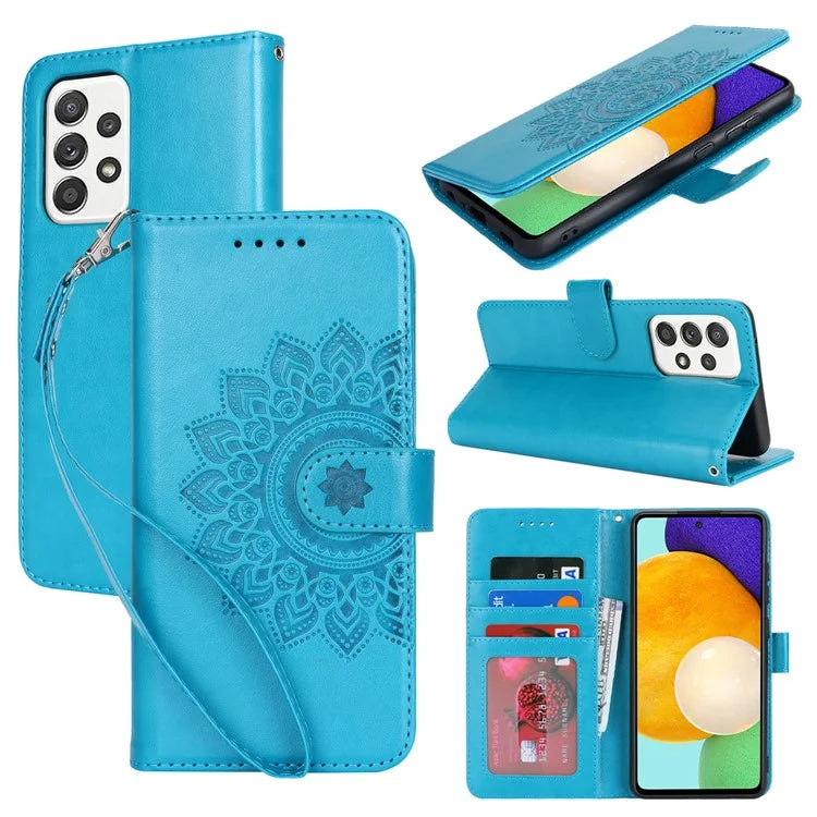 For Samsung Galaxy A52 5G Case PU Leather R61 Texture Wallet Card Slots Phone Cover
