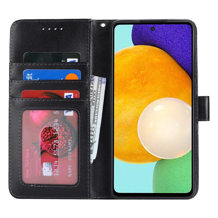 For Samsung Galaxy A52 5G Case PU Leather R61 Texture Wallet Card Slots Phone Cover