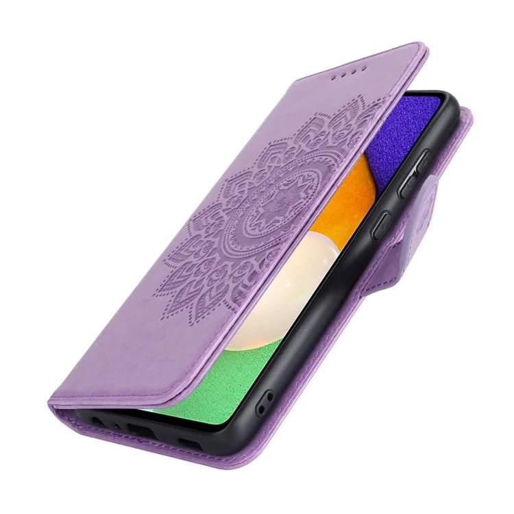 For Samsung Galaxy A52 5G Case PU Leather R61 Texture Wallet Card Slots Phone Cover