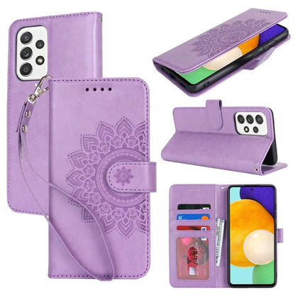 For Samsung Galaxy A52 5G Case PU Leather R61 Texture Wallet Card Slots Phone Cover