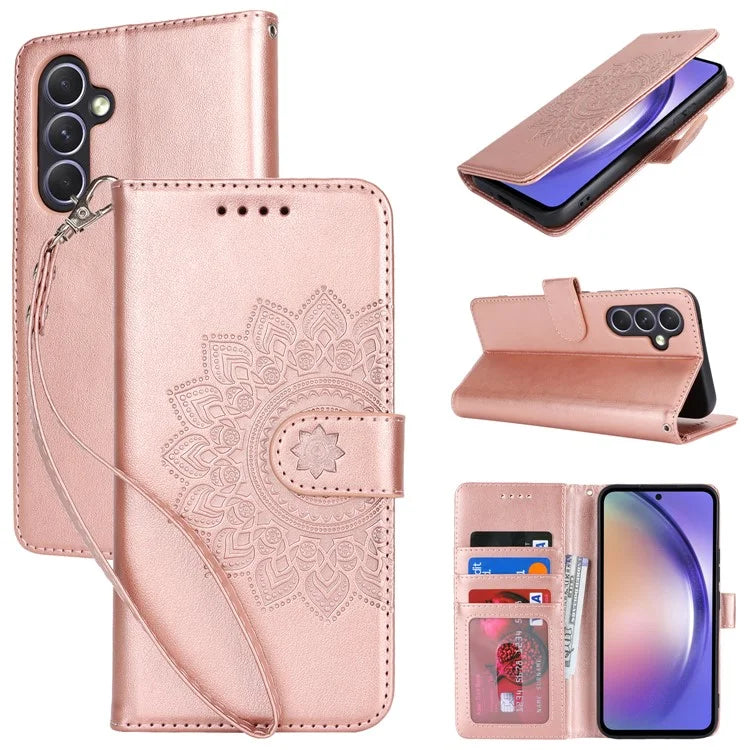 For Samsung Galaxy A54 5G Cell Phone Case Imprint R61 Texture Anti-drop PU Leather Wallet Cover