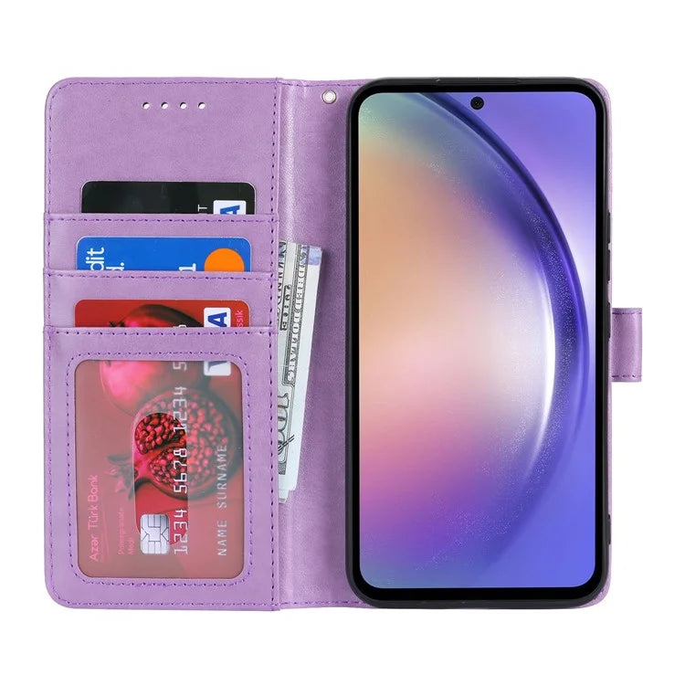 For Samsung Galaxy A54 5G Cell Phone Case Imprint R61 Texture Anti-drop PU Leather Wallet Cover