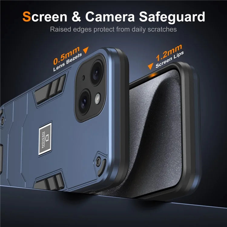 For iPhone 15 Phone Case Anti Silp PC+TPU Protection Cover