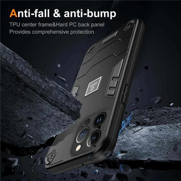 For iPhone 13 Pro Max Phone Case Dual Layer Hard PC + Soft TPU Shockproof Tough Cover