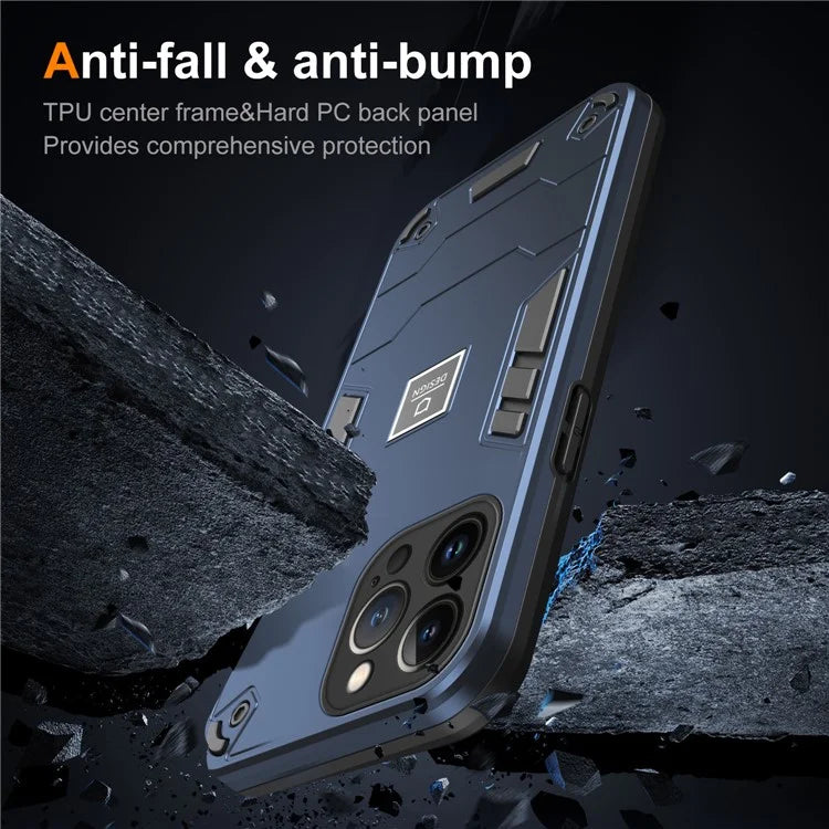 For iPhone 13 Pro Max Phone Case Dual Layer Hard PC + Soft TPU Shockproof Tough Cover