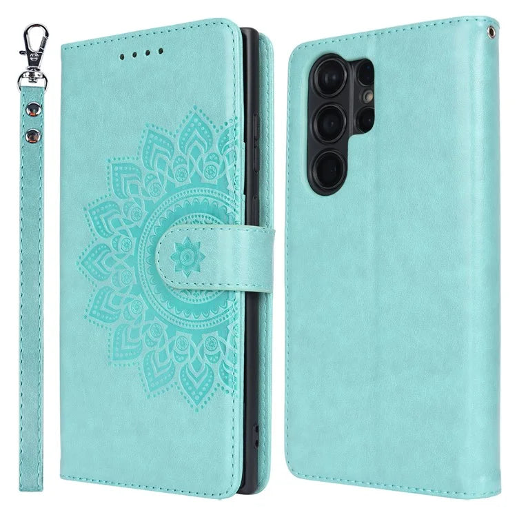 For Samsung Galaxy S23 Ultra Case R61 Texture PU Leather+TPU Phone Protector with Hand Strap