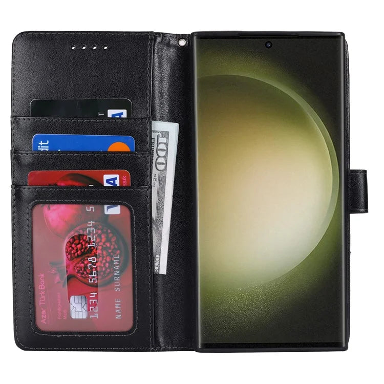 For Samsung Galaxy S23 Ultra Case R61 Texture PU Leather+TPU Phone Protector with Hand Strap