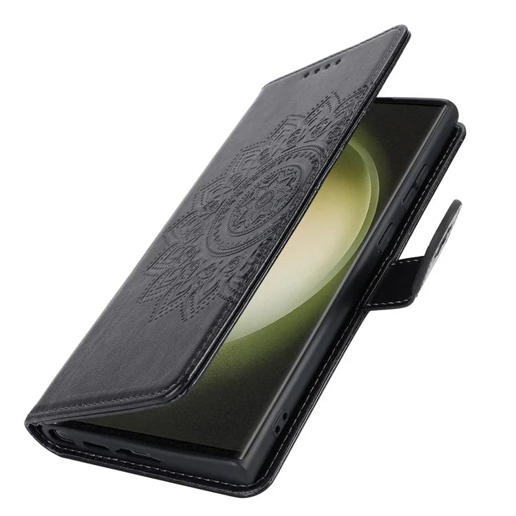 For Samsung Galaxy S23 Ultra Case R61 Texture PU Leather+TPU Phone Protector with Hand Strap