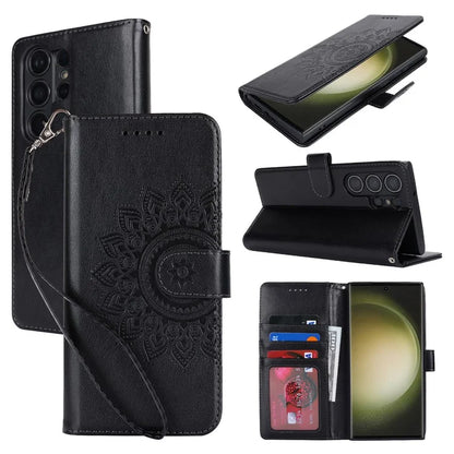 For Samsung Galaxy S23 Ultra Case R61 Texture PU Leather+TPU Phone Protector with Hand Strap