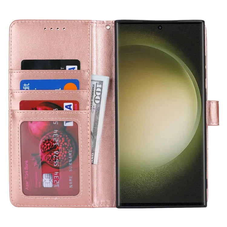 For Samsung Galaxy S23 Ultra Case R61 Texture PU Leather+TPU Phone Protector with Hand Strap