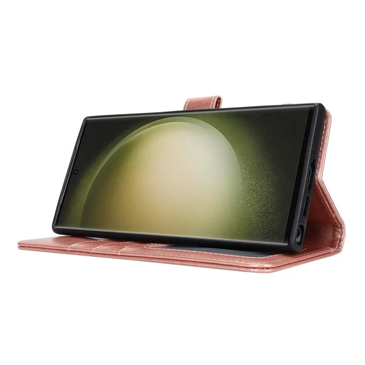 For Samsung Galaxy S23 Ultra Case R61 Texture PU Leather+TPU Phone Protector with Hand Strap