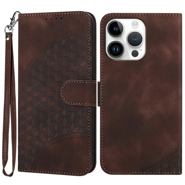 YX0060 For iPhone 14 Pro Max Leather Case Elephant Head Pattern Phone Wallet Cover