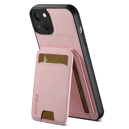 SUTENI H02 For iPhone 13 6.1 inch Case Litchi Texture Vertical Flip Kickstand Phone Cover