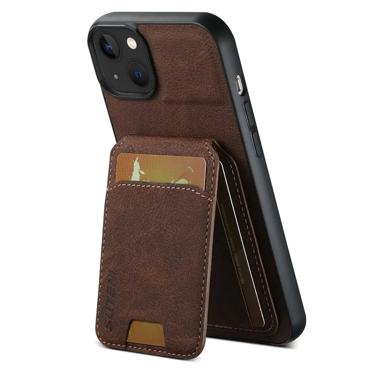 SUTENI H02 For iPhone 13 6.1 inch Case Litchi Texture Vertical Flip Kickstand Phone Cover